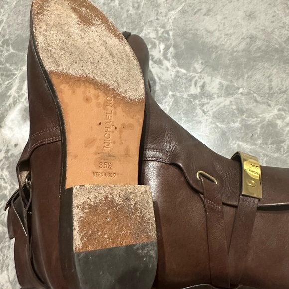 Michael Kors Rory Brown Leather Vero Cuoio Heel Ankle Booties Size 5 EU 35.5 - Picture 8 of 8